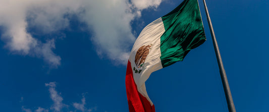 Bandera Mexicana ondeando sobre el mástil.