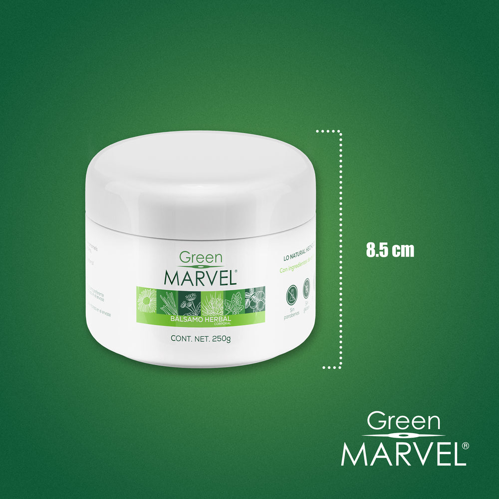 Green Marvel 250g, medidas del envase.