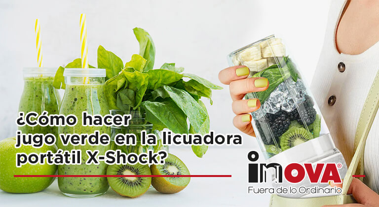 ¿Cómo hacer jugo verde en la licuadora portátil X-Shock?