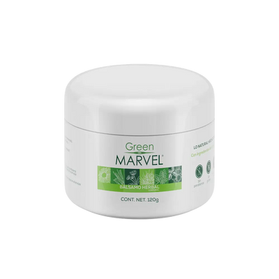 Green Marvel 120g, bálsamo herbal corporal, empaque frontal.