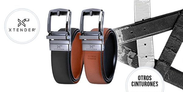 Cinturón de piel reversible Xtender, combinación negro y café