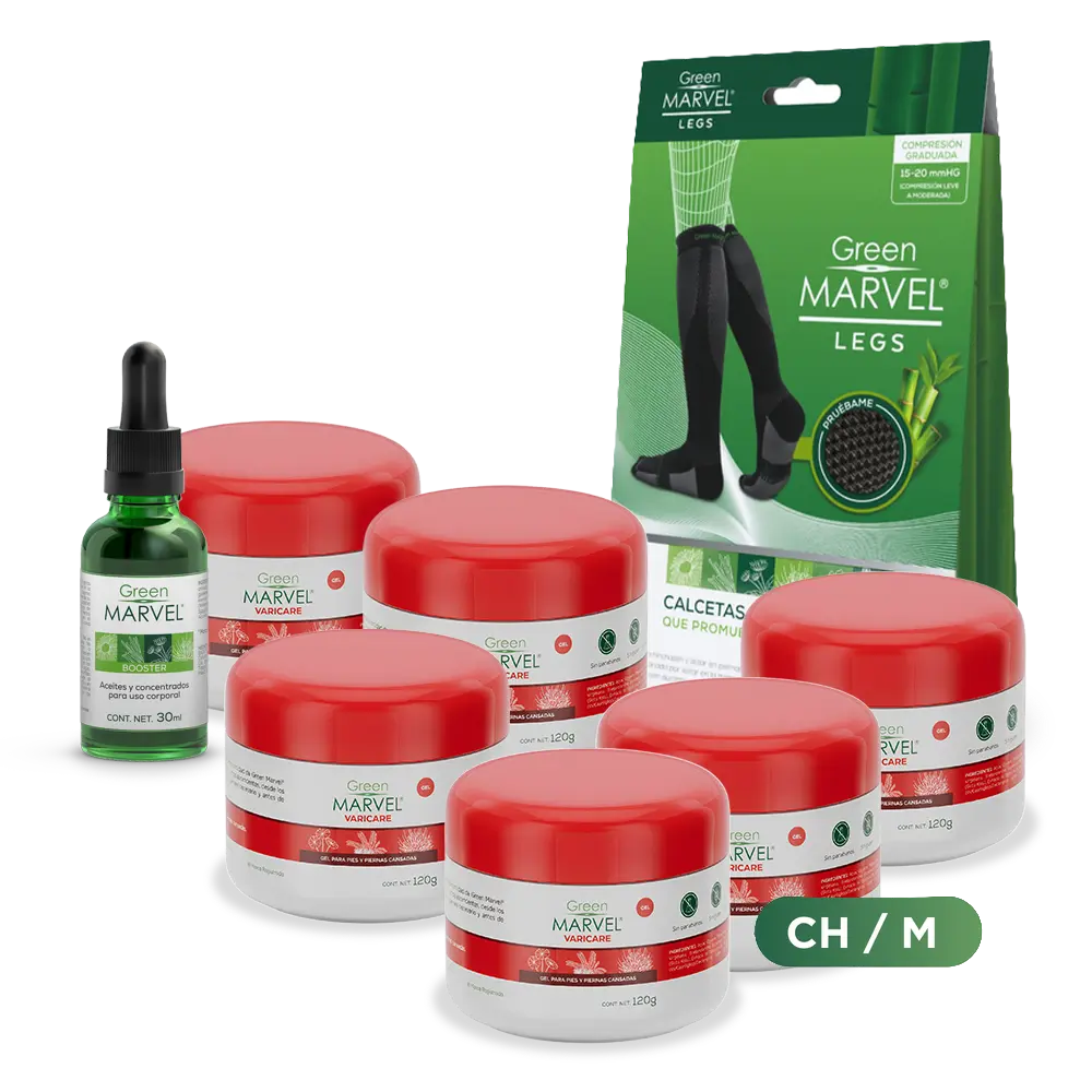 Green Marvel Varicare 6 pzs 120g + 1 Booster + 1 Green Marvel Legs