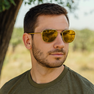 Eagle Eyes Freedom Gold Kit includes two pairs of gold-colored lenses, a black case, and a cleaning kit for lens maintenance.